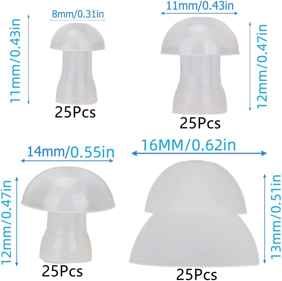 100 Packs Universal Hearing Aid Domes - 4 Sizes x 25 Pack for each: Small, Medium, Large X-Large Earbud Replacements and BTE Hearing Sound Amplifiers Universal Domes 100 Packs Universal Hearing Aid Domes - 4 Sizes x 25 Pack for each: Small, Medium, Large X-Large Earbud Replacements and BTE Hearing Sound Amplifiers Universal Domes