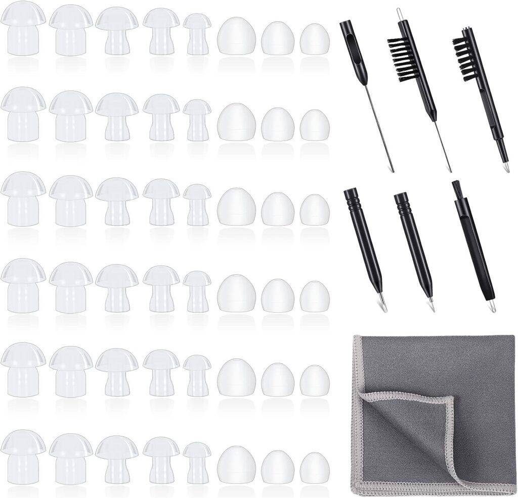 48 Pieces Hearing Aid Tips Hearing Aid Domes Universal Domes for Hearing Aid Earbud Tip Replacement, BTE Hearing Sound Amplifier Accessories and 7 Pieces Hearing Aid Cleaning Tools with Velvet Bag 48 Pieces Hearing Aid Tips Hearing Aid Domes Universal Domes for Hearing Aid Earbud Tip Replacement, BTE Hearing Sound Amplifier Accessories and 7 Pieces Hearing Aid Cleaning Tools with Velvet Bag