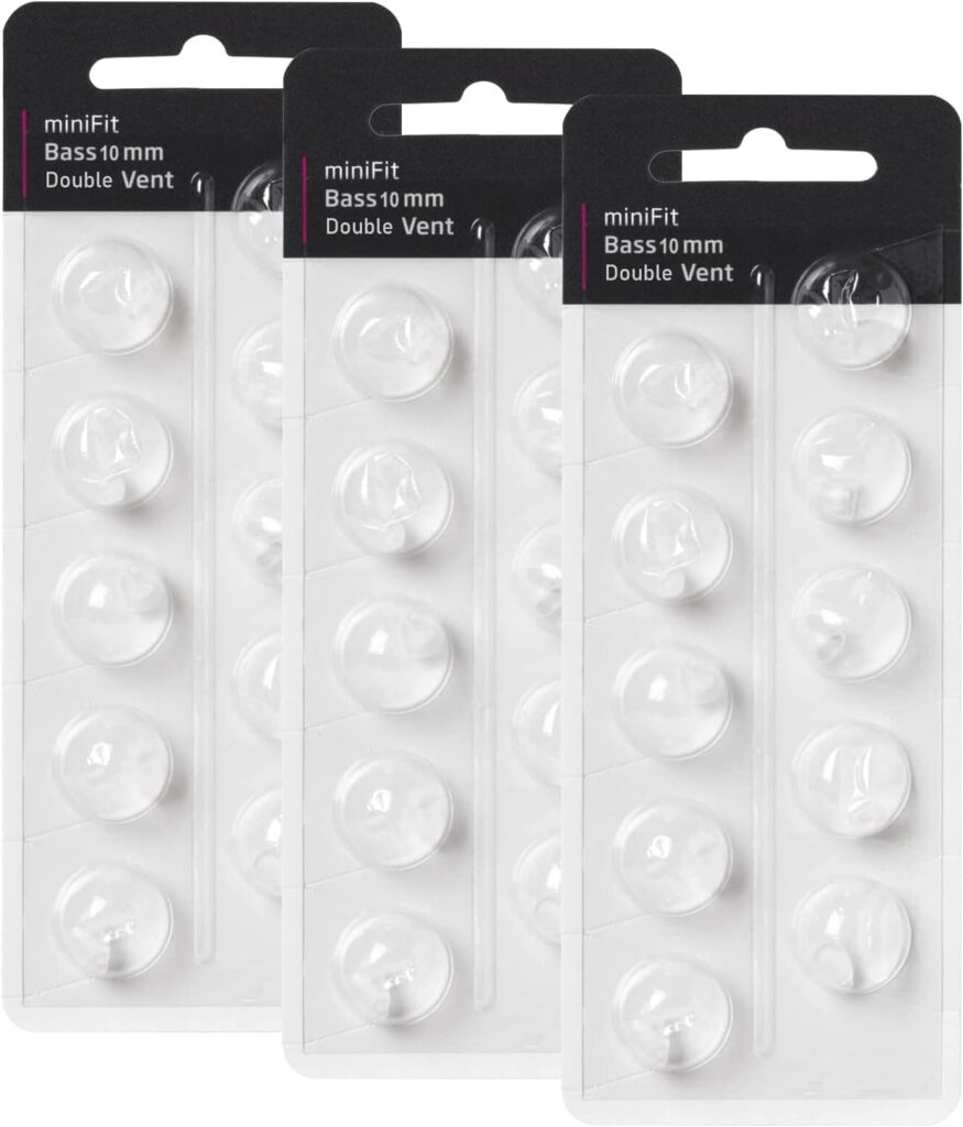 Hearing Aid Domes for Oticon MiniFit Double Vent Bass Domes: 3 Packs (10mm), Universal Domes for Oticon Hearing Aid Supplies