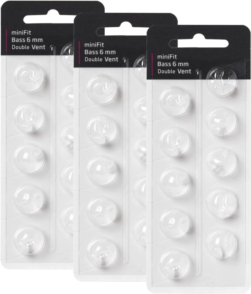 Hearing Aid Domes for Oticon MiniFit Double Vent Bass Domes: 3 Packs (6mm), Universal Domes for Oticon Hearing Aid Supplies